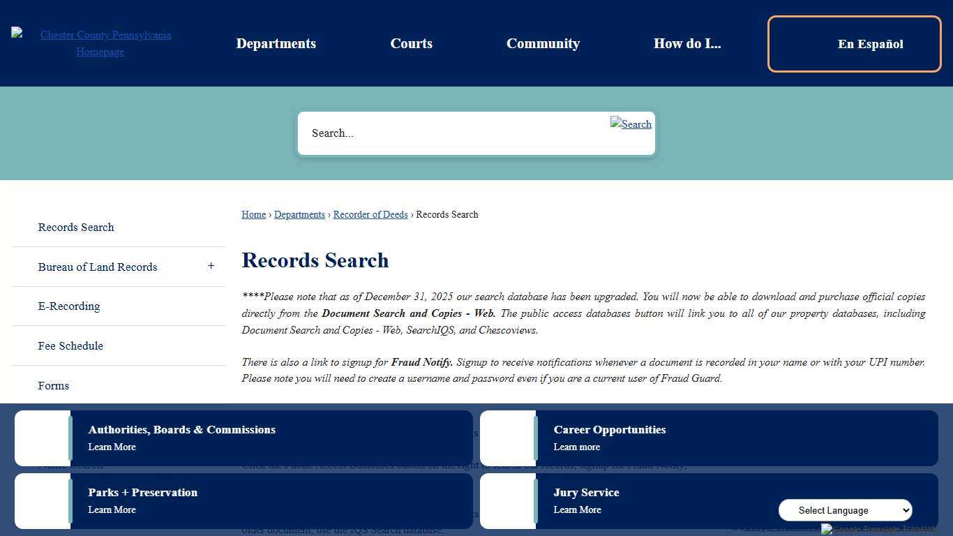 Records Search Chester County, PA - Official Website